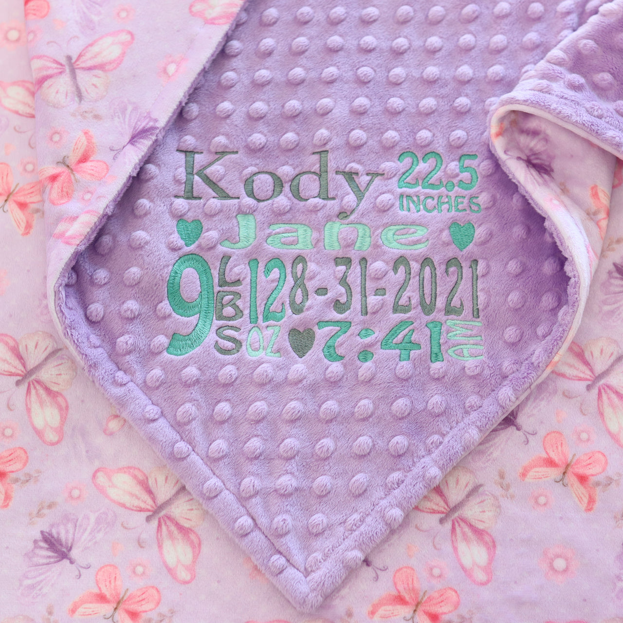 Minky Blanket ~ Embroidered Birth Stats