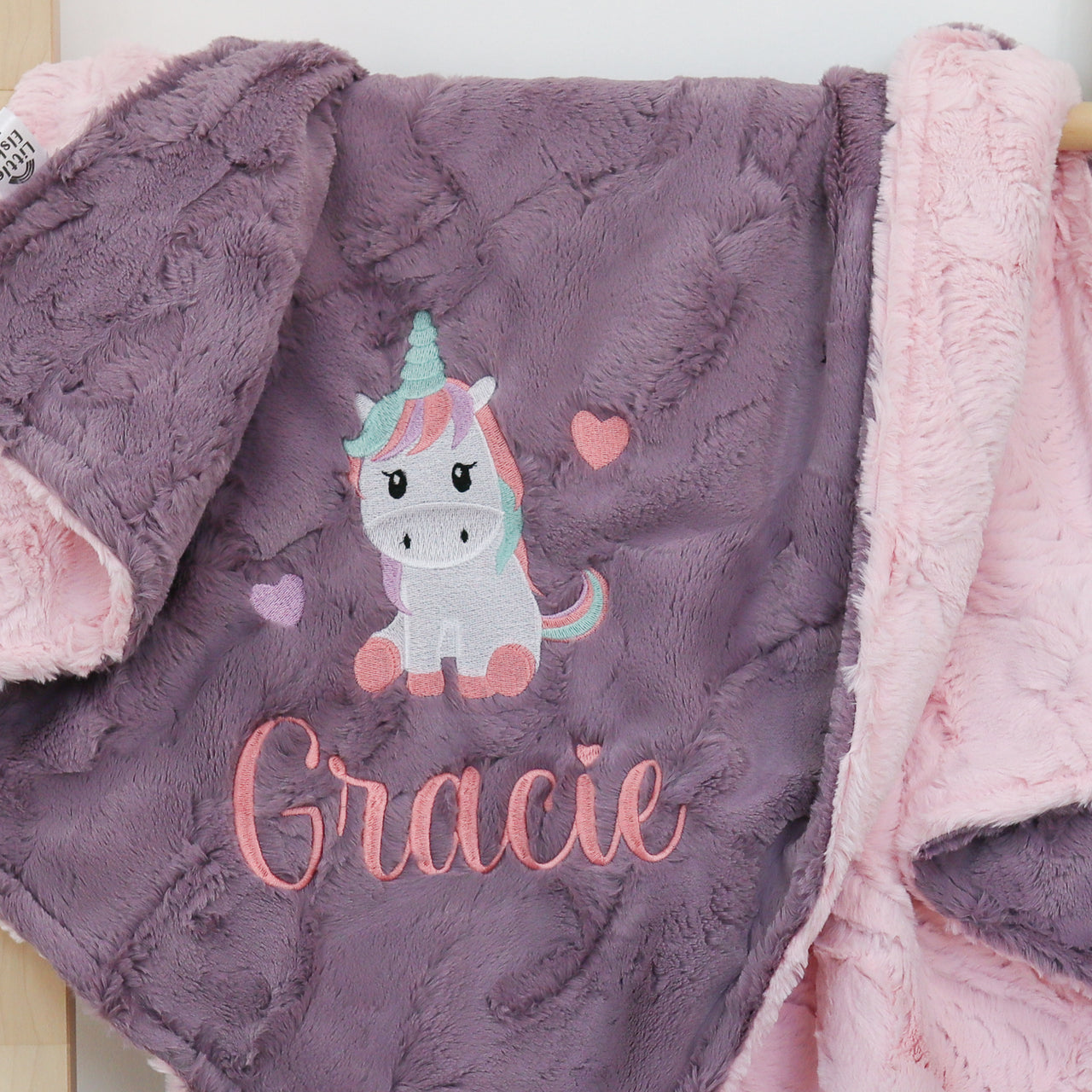 Minky Blanket ~ Embroidered Name + character