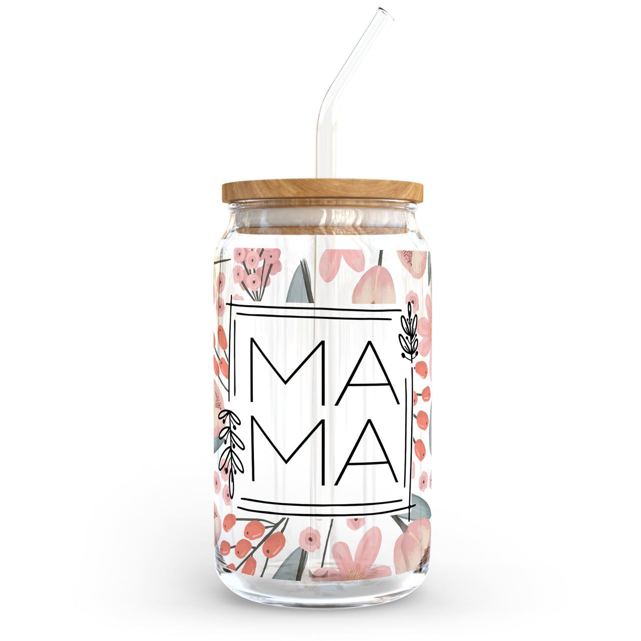 Mama Floral Glass Can