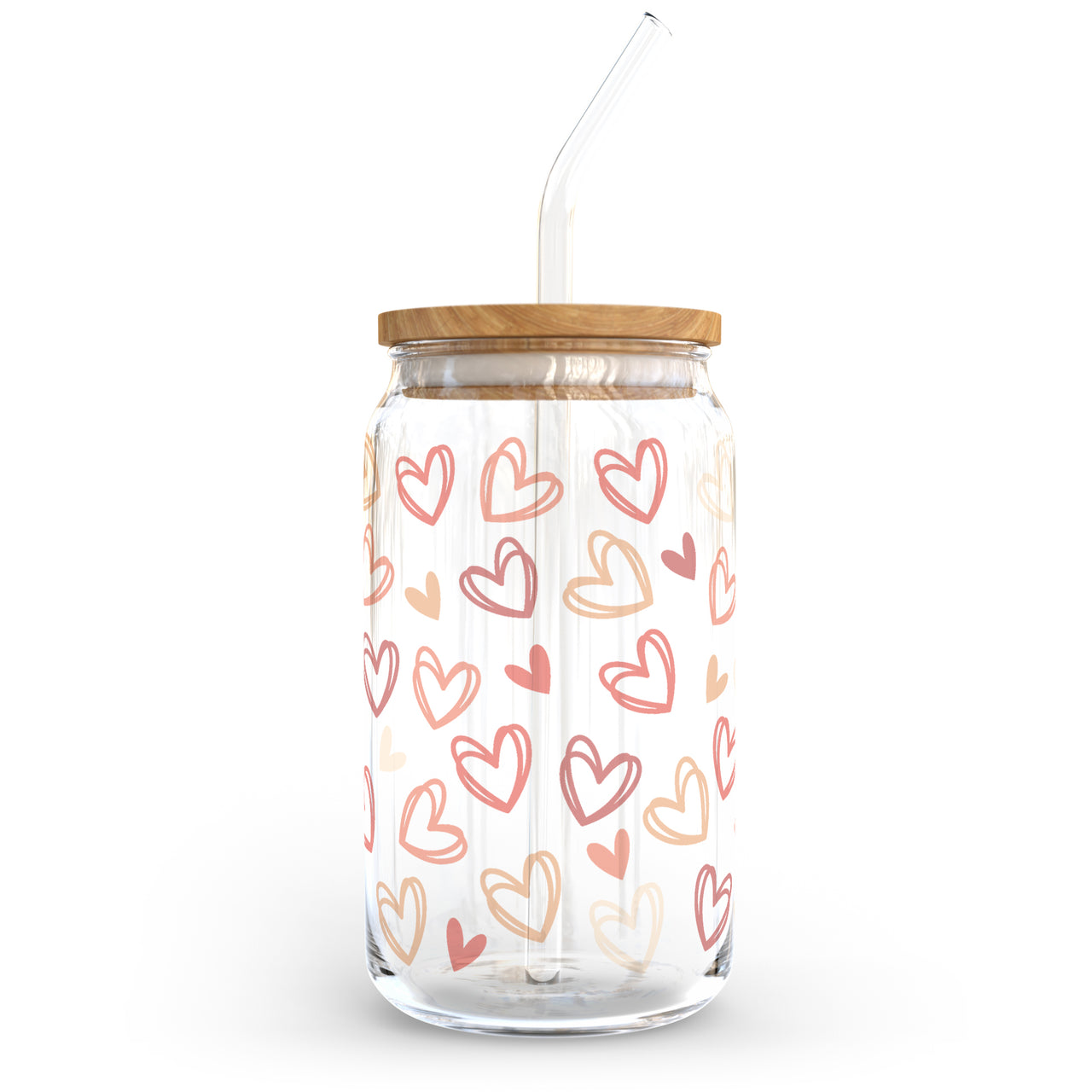 Pink Hearts Glass Can