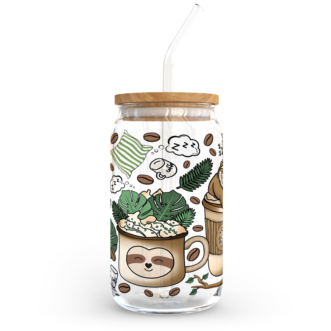 Sloth Coffee Lover Glass Can