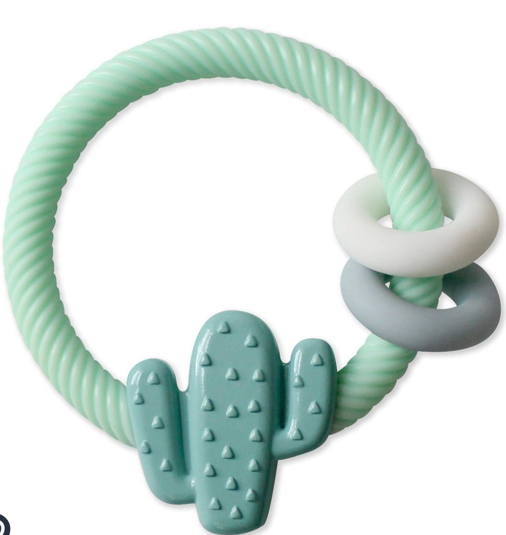 Silicone Teether Rattle ~ Itzy Ritzy~ Cactus - Little Elska