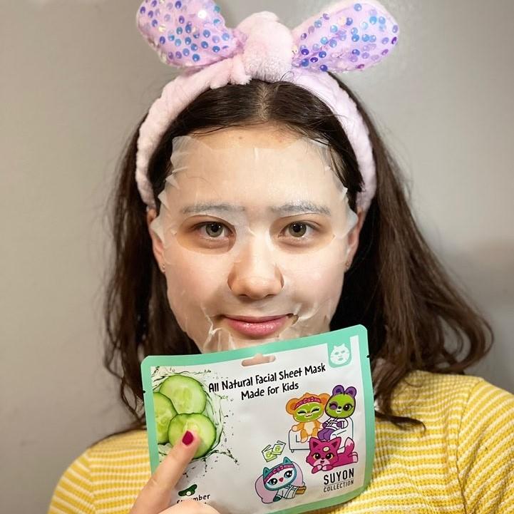 8pc Natural Facial Sheet Mask with Headband~ Suyon Collection~ Cucumber - Little Elska