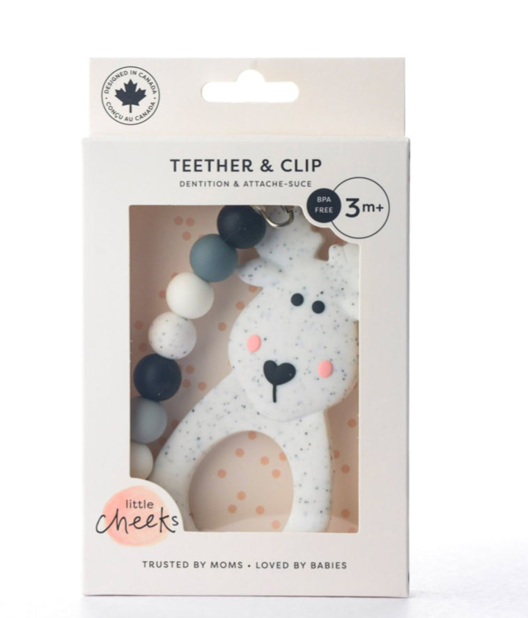 Moose Silicone Teether with Clip~ Little Cheeks~ Speckle - Little Elska