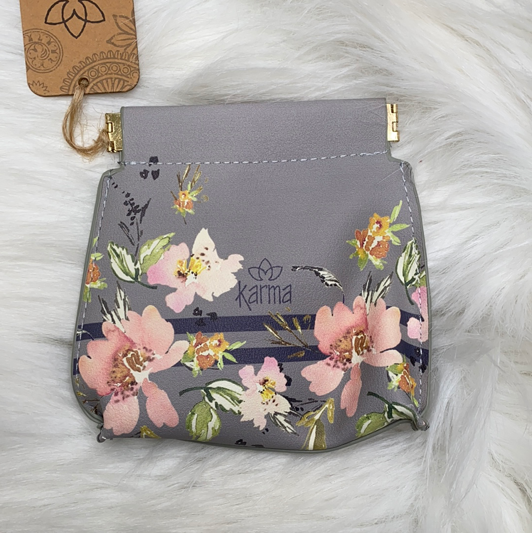 Coin purse ~ Grey Floral - Little Elska