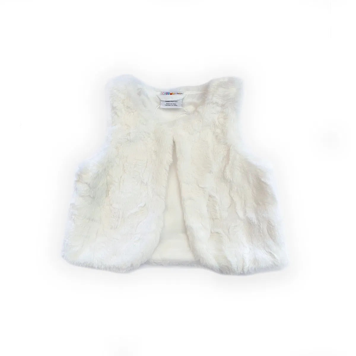 Faux Fur Vest~ Cartwheels~ White - Little Elska