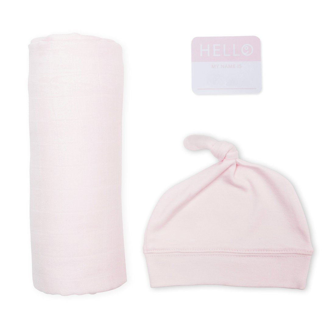 Swaddling Blanket & Matching Hat~ Lulujo Baby~ Pink - Little Elska