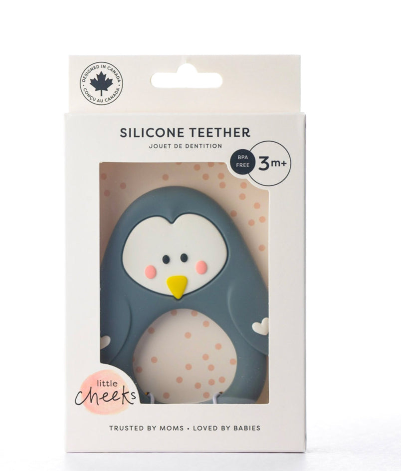 Penguin Silicone Teether~ Little Cheeks~ Grey - Little Elska